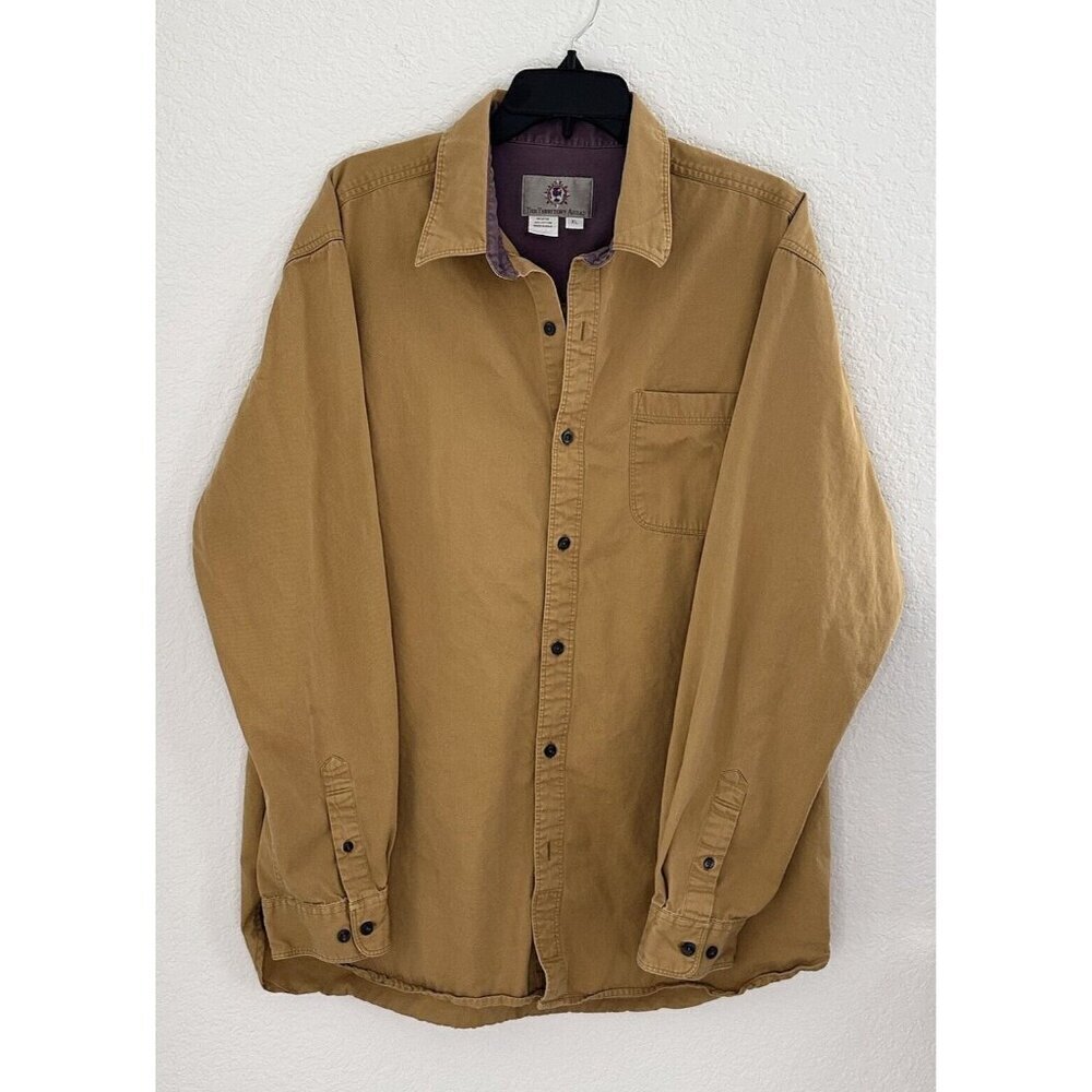 THE TERRITORY AHEAD Mens Jean Shirt XL Cotton Button Up Mustard Grandpacore READ
